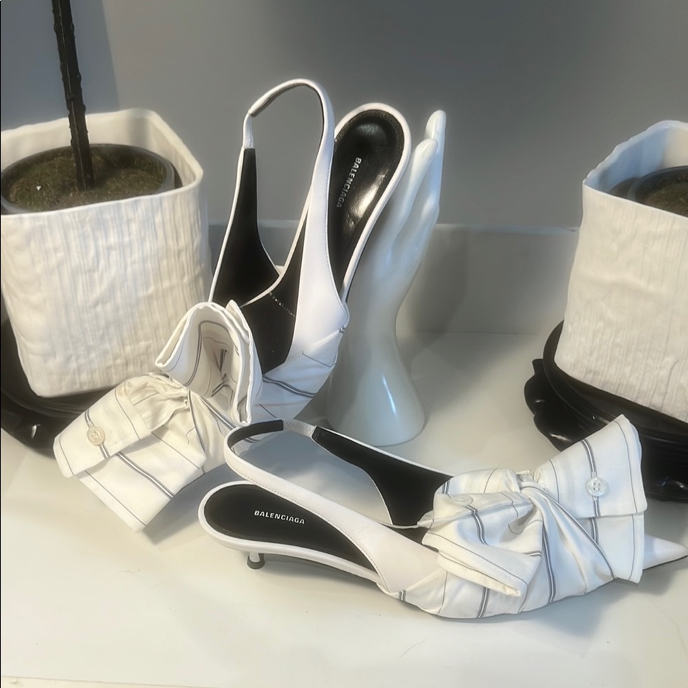 Balenciaga White and Black Heels